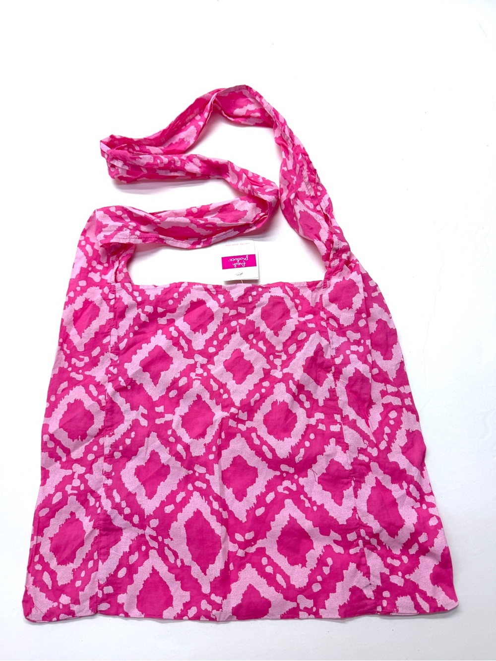 NWT Fresh Produce Destination Tea Rose Pink Patterned Tote Bag with Strap